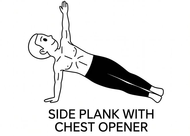 Visual sketch of Side Plank with Chest Opener (Vasisthasana Variation)